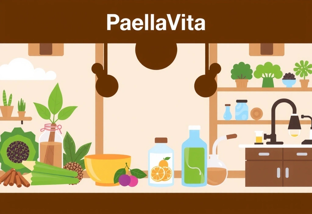 Ilustración de la historia de PaellaVita, mostrando ingredientes naturales y el proceso de formulación